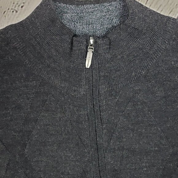 ALEX CANNON Men's 1/4 Zip Gray Argyle Wool Sweater - Picture 4 of 7